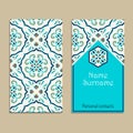 Vector business card template. Portuguese, Moroccan; Azulejo; Arabic; asian ornaments