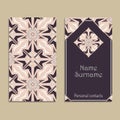 Vector business card template. Portuguese, Moroccan, Azulejo, Arabic, asian ornaments