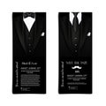 Vector business cards with elegant dress and tuxedo. Invitation flyer for the holiday. Royalty Free Stock Photo