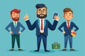 Vector business characters engage in various professional poses and actions reflecting teamwork and collaboration in a modern Royalty Free Stock Photo