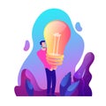 Vector business concept illustration of strong man and creative idea Royalty Free Stock Photo