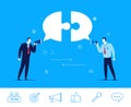 Vector business concept illustration. Two businessman discuss good deal Royalty Free Stock Photo