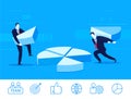 Vector business concept illustration. two businessmen collect chart