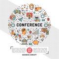 Vector business conference design templates, line art icons