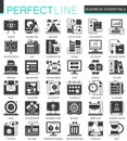 Vector Business essential classic black mini concept icons and infographic symbols set