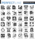 Vector Business finance project classic black mini concept icons and infographic symbols set.