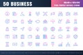 Vector of 50 Business and Financial Bicolor Line Outline Icon Set. 48x48 Pixel Perfect Editable Stroke