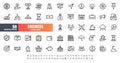 Vector of 50 Business and Financial Line Outline Icon Set. 48x48 Pixel Perfect Editable Stroke