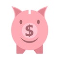 Vector business flat piggy bank icon isolated on white background