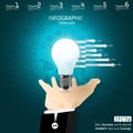 Business hand catch Bulb Success Brainstorming modern Idea and Concept Vector illustration Infographic template with graph,icon.