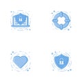 Icons with shield, laptop, help circle and heart. Royalty Free Stock Photo