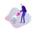 Vector business illustration, stylized character. Investment concept, businessman growing money tree Royalty Free Stock Photo