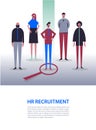 Vector business illustration, stylized characters. Recruitment, head hunting, job searching. Choosing one from others. Royalty Free Stock Photo