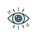 Vector business look, attentive eye color icon.