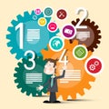 Vector Business Man with Colorful Cogs