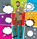 Vector Business Man Shows Well Done With Bubble Speech Royalty Free Stock Photo