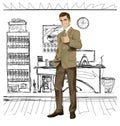 Vector Business Man Shows Well Done Royalty Free Stock Photo