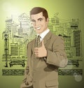 Vector Business Man Shows Well Done Royalty Free Stock Photo