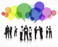 Vector of Business People Discussing with Speech Bubbles