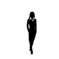 Vector business woman black silhouette walk step