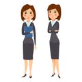 Vector business woman character silhouette standing adult office career posing young girl.