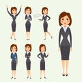 Vector business woman character silhouette standing adult office career posing young girl.