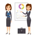 Vector business woman character silhouette standing adult office career posing young girl.