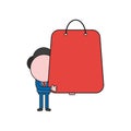 Vector businessman character holding shopping bag. Color and black outlines