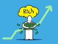 Vector : Businessman hold a lot of money think of rich with up g Royalty Free Stock Photo