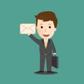 Vector of businessman holding mail