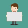 Vector of businessman holding whiteboard
