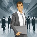 Vector Businessman With Laptop Royalty Free Stock Photo