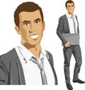 Vector Businessman With Laptop Royalty Free Stock Photo