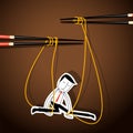 Vector of Businessman marionette on noodle controlled
