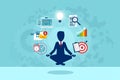 Vector of businessman meditating having a break at work Royalty Free Stock Photo