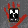 Vector -The Businessman missing announce on wall gray background