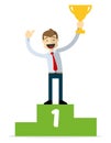 Vector of Businessman on podium, being a winner