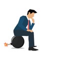 Vector of a businessman sitting on a bomb