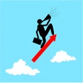 Vector of Businessman standing on a flying arrows. Business Royalty Free Stock Photo