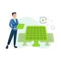 Vector of a businessman suggesting a clean energy alternative solar panels