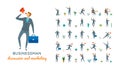 Vector young adult man in business suit ready-to-use character casual poses set in flat style