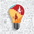 Vector businessman up the Ladder paper cut style in light bulb