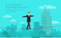 Vector businessman walking tightrope against the Royalty Free Stock Photo