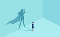 Vector of a businesswoman with superhero shadow