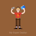 Vector Busy multitasking man Royalty Free Stock Photo