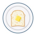 vector butter piece on white bread slice on a plate Royalty Free Stock Photo