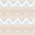 Vector Butterflies in Soft Pastel on Stripes seamless pattern background Royalty Free Stock Photo