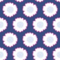 Vector Butterfly Daisy Meadow on Navy Blue seamless pattern background. Royalty Free Stock Photo