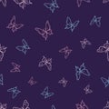 Vector butterfly seamless repeat pattern, dark colorful background Royalty Free Stock Photo
