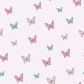 Vector butterfly seamless repeat pattern design background. Pastel pattern Royalty Free Stock Photo